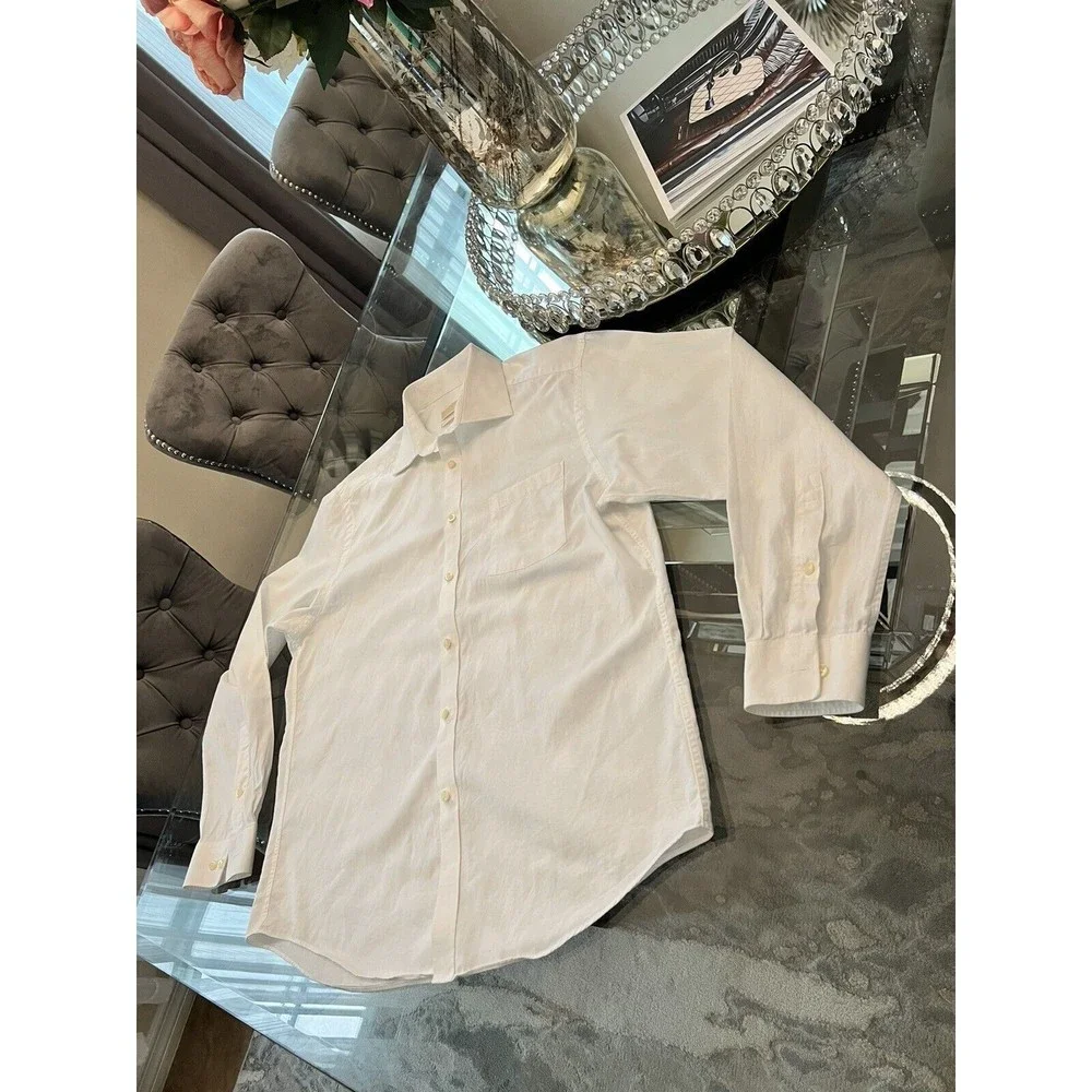 Michael Kors Shirt Mens L Large White Button Up Long Sleeve Casual Cotton Adult - Picture 2 of 16